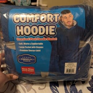 Oversized Plush Hoodie Blanket - Blue